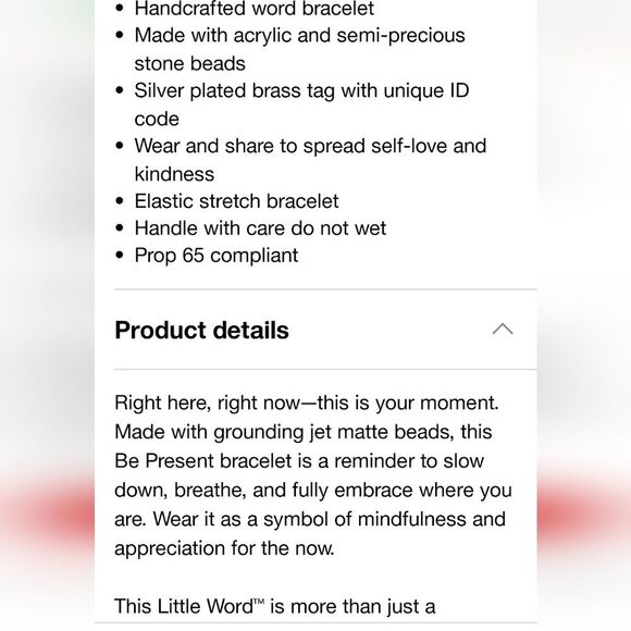 Little Words Project "Be Present" Beaded Bracelet- Black - Picture 6 of 8